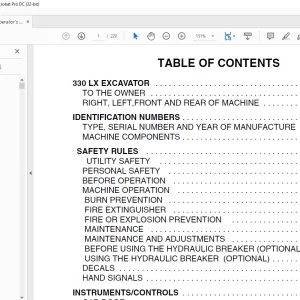Linkbelt 330 LX Excavator Operator's Manual - PDF DOWNLOAD