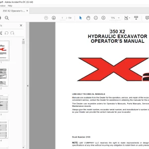 Linkbelt 350 X2 Hydraulic Excavator Operator's Manual - PDF DOWNLOAD