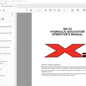 Linkbelt 460-X2 Hydraulic Excavator Operator's Manual - PDF DOWNLOAD