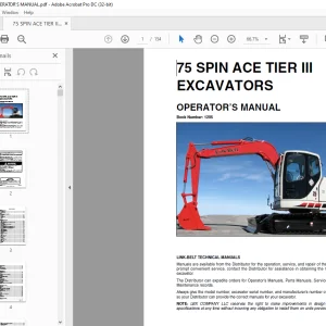 LINKBELT 75 SPIN ACE TIER III EXCAVATORS OPERATOR’S MANUAL  - PDF DOWNLOAD