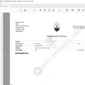 Maserati GranTurismo COUPE 4.2L 2009-2021 Workshop Manual - PDF DOWNLOAD