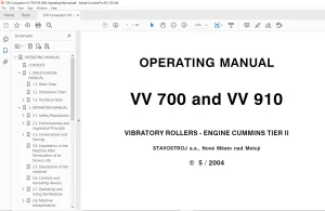 STA Compactor VV 700 & VV 910 VIBRATORY ROLLERS ENGINE CUMMINS TIER II OPERATING MANUAL - PDF DOWNLOAD