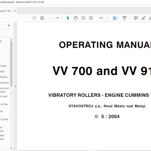 STA Compactor VV 700 & VV 910 VIBRATORY ROLLERS ENGINE CUMMINS TIER II OPERATING MANUAL  - PDF DOWNLOAD