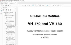 STA ROLLER VH 170 & VH 180 TANDEM VIBRATORY ROLLERS ENGINE KUBOTA OPERATING MANUAL - PDF DOWNLOAD