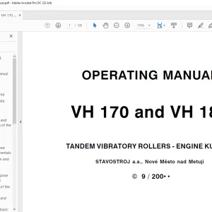 STA ROLLER VH 170 & VH 180 TANDEM VIBRATORY ROLLERS ENGINE KUBOTA OPERATING MANUAL - PDF DOWNLOAD