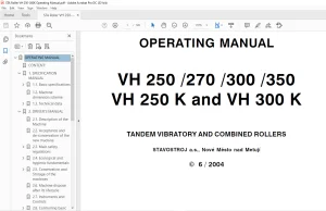 STA ROLLER VH 250 270 300 350 VH 250 K & VH 300 K TANDEM VIBRATORY AND COMBINED ROLLERS OPERATING MANUAL - PDF DOWNLOAD