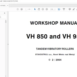 STA Roller VH 850 & VH950 Tandem Vibratory Rollers Workshop Manual - PDF DOWNLOAD