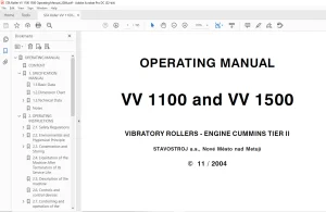STA Roller VV 1100 and VV 1500 VIBRATORY ROLLERS ENGINE CUMMINS TIER II OPERATING MANUAL - PDF DOWNLOAD