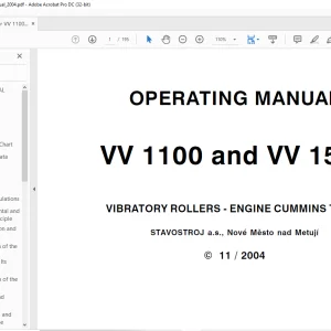 STA Roller VV 1100 and VV 1500 VIBRATORY ROLLERS ENGINE CUMMINS TIER II OPERATING MANUAL - PDF DOWNLOAD