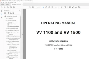 STA Roller VV 1100 and VV 1500 VIBRATORY ROLLERS OPERATING MANUAL  - PDF DOWNLOAD