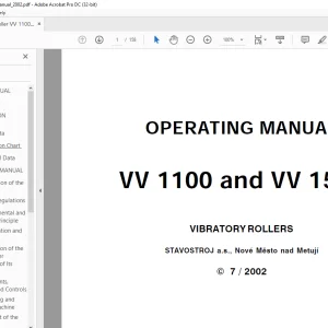 STA Roller VV 1100 and VV 1500 VIBRATORY ROLLERS OPERATING MANUAL  - PDF DOWNLOAD