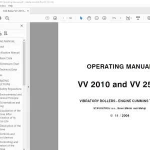 STA Roller VV 2010 and VV 2510 VIBRATORY ROLLERS ENGINE CUMMINS TIER II OPERATING MANUAL - PDF DOWNLOAD