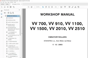STA Roller VV 700 VV 910 VV 1100 VV 1500 VV 2010 VV 2510 VIBRATORY ROLLERS WORKSHOP MANUAL - PDF DOWNLOAD