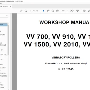 STA Roller VV 700 VV 910 VV 1100 VV 1500 VV 2010 VV 2510 VIBRATORY ROLLERS WORKSHOP MANUAL - PDF DOWNLOAD