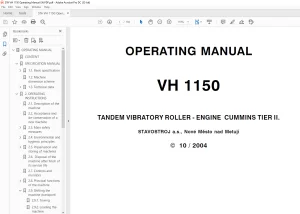 STA VH 1150 TANDEM VIBRATORY ROLLER ENGINE CUMMINS TIER II OPERATING MANUAL - PDF DOWNLOAD