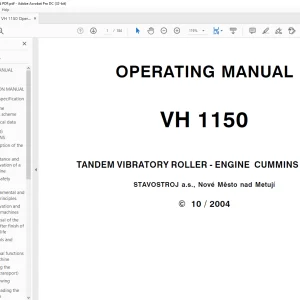 STA VH 1150 TANDEM VIBRATORY ROLLER ENGINE CUMMINS TIER II OPERATING MANUAL - PDF DOWNLOAD