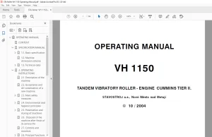 STA VH 1150 TANDEM VIBRATORY ROLLER - ENGINE CUMMINS TIER II OPERATING MANUAL - PDF DOWNLOAD