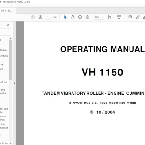 STA VH 1150 TANDEM VIBRATORY ROLLER - ENGINE CUMMINS TIER II OPERATING MANUAL - PDF DOWNLOAD