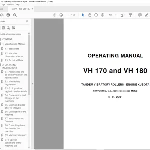 STA VH 170 & VH 180 TANDEM VIBRATORY ROLLERS ENGINE KUBOTA OPERATING MANUAL - PDF DOWNLOAD