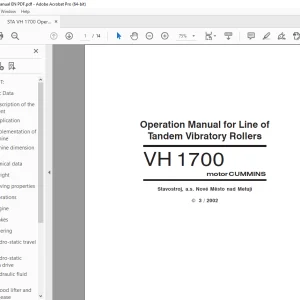 STA VH 1700 motor CUMMINS Line of Tandem Vibratory Rollers Operation Manual - PDF DOWNLOAD