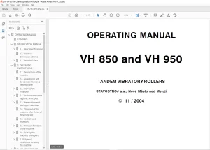 STA VH 850 & VH 950 TANDEM VIBRATORY ROLLERS OPERATING MANUAL - PDF DOWNLOAD