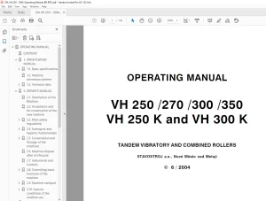 STA VH250 VH270 VH300 VH350 VH250 K & VH300 K TANDEM VIBRATORY & COMBINED ROLLERS OPERATING MANUAL - PDF DOWNLOAD