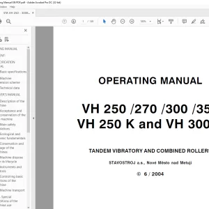STA VH250 VH270 VH300 VH350 VH250 K & VH300 K TANDEM VIBRATORY & COMBINED ROLLERS OPERATING MANUAL - PDF DOWNLOAD