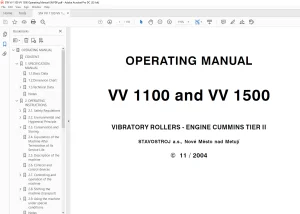 STA VV 1100 & VV 1500 VIBRATORY ROLLERS ENGINE CUMMINS TIER II OPERATING MANUAL - PDF DOWNLOAD