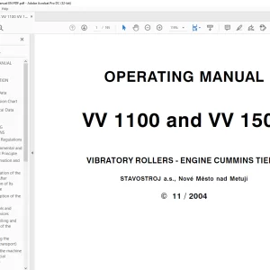 STA VV 1100 & VV 1500 VIBRATORY ROLLERS ENGINE CUMMINS TIER II OPERATING MANUAL - PDF DOWNLOAD