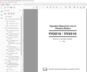 STA VV 2010 & VV 2510 Line of Vibratory Rollers Operation Manual - PDF DOWNLOAD