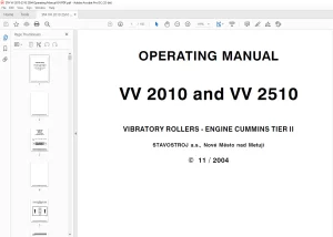 STA VV 2010 & VV 2510 VIBRATORY ROLLERS ENGINE CUMMINS TIER II OPERATING MANUAL - PDF DOWNLOAD
