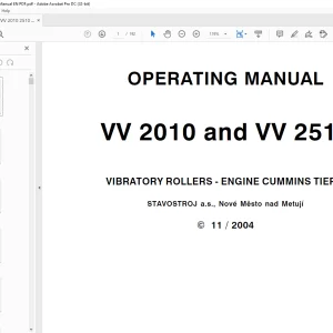 STA VV 2010 & VV 2510 VIBRATORY ROLLERS ENGINE CUMMINS TIER II OPERATING MANUAL - PDF DOWNLOAD