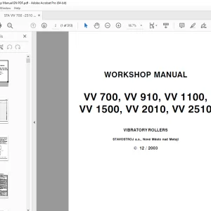 STA VV 700 VV 910 VV 1100 VV 1500 VV 2010 VV 2510 VIBRATORY ROLLERS WORKSHOP MANUAL - PDF DOWNLOAD