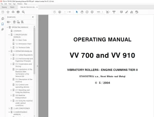 STA VV 700 & VV 910 Vibratory Rollers Engine Cummins Tier III Operating Manual - PDF DOWNLOAD
