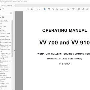 STA VV 700 & VV 910 Vibratory Rollers Engine Cummins Tier III Operating Manual - PDF DOWNLOAD