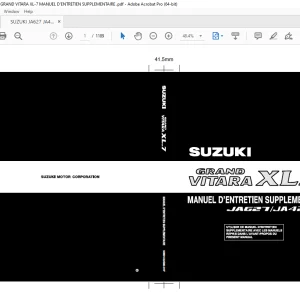 SUZUKI JA627 JA420WD GRAND VITARA XL-7 MANUEL D'ENTRETIEN SUPPLEMENTAIRE - PDF DOWNLOAD