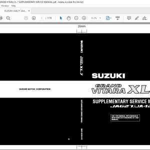 SUZUKI JA627 JA420WD GRAND VITARA XL-7 SUPPLEMENTARY SERVICE MANUAL - PDF DOWNLOAD
