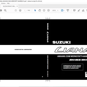 SUZUKI RH413 RH416 LIANA ANHANG ZUM WERKSTATT HANDBUCH - PDF DOWNLOAD