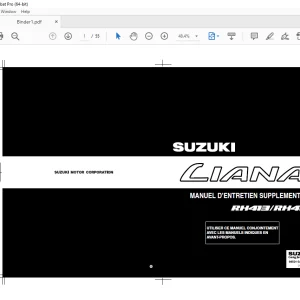 SUZUKI RH413 RH416 LIANA MANUEL D'ENTRETIEN SUPPLEMENTAIRE - PDF DOWNLOAD