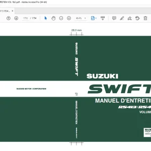 SUZUKI RS413 RS415 SWIFT MANUEL D'ENTRETIEN VOL 1&2 - PDF DOWNLOAD