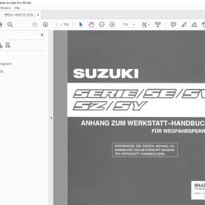 SUZUKI SERIE SE SV SZ SY FUR WEGFAHRSPERRE ANHANG ZUM WERKSTATT HANDBUCH - PDF DOWNLOAD