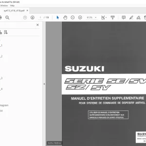 SUZUKI SERIE SE SV SZ SY MANUEL D'ENTRETIEN SUPPLEMENTAIRE POUR SYSTEME DE COMMANDE DE DISPOSITIF ANTIVOL - PDF DOWNLOAD