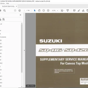 SUZUKI SQ416 SQ420 FOR CANVAS TOP MODEL SUPPLEMENTARY SERVICE MANUAL - PDF DOWNLOAD