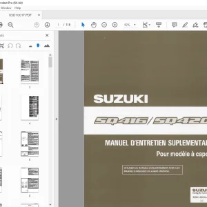 SUZUKI SQ416 SQ420 POUR MODELE A CAPOTE MANUEL D'ENTRETIEN SUPLEMENTAIRE - PDF DOWNLOAD