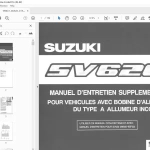 SUZUKI SV620 POUR VEHICULES AVEC BOBINE D'ALLUMAGE DU TYPE A ALLUMEUR INCORPORE MANUEL D'ENTRETIEN SUPPLEMENTAIRE - PDF DOWNLOAD