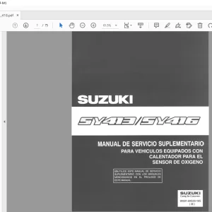 SUZUKI SY413 SY416 MANUAL DE SERVICIO SUPLEMENTARIO PARA VEHICULOS EQUIPADOS CON CALENTADOR PARA EL SENSOR DE OXIGENO - PDF DOWNLOAD