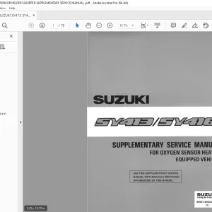 SUZUKI SY413 SY416 OXYGEN SENSOR HEATER EQUIPPED VEHICLE SUPPLEMENTARY SERVICE MANUAL - PDF DOWNLOAD