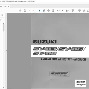 SUZUKI SY413 SY416 SY418 ANHANG ZUM WERKSTATT HANDBUCH - PDF DOWNLOAD