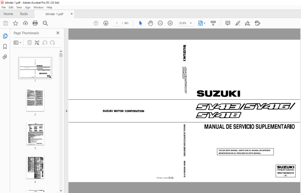 SUZUKI SY413 SY416 SY418 MANUAL DE SERVICIO SUPLEMENTARIO PDF