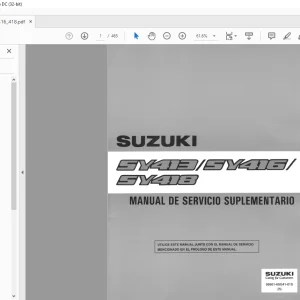 SUZUKI SY413 SY416 SY418 MANUEL D’ENTRETIEN SUPPLEMENTAIRE - PDF DOWNLOAD